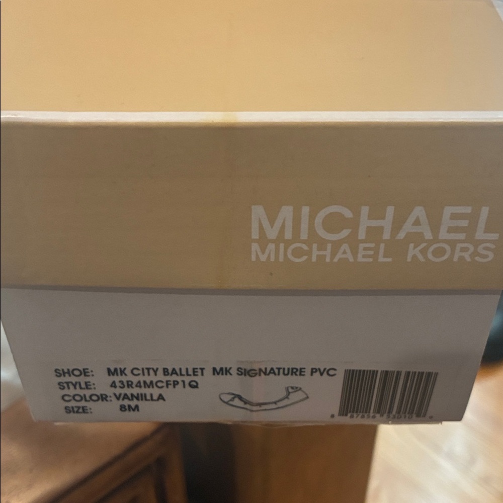 Michael Kors Ivory Logo Ballet Flats with Gold Accents - Picture 6 of 6